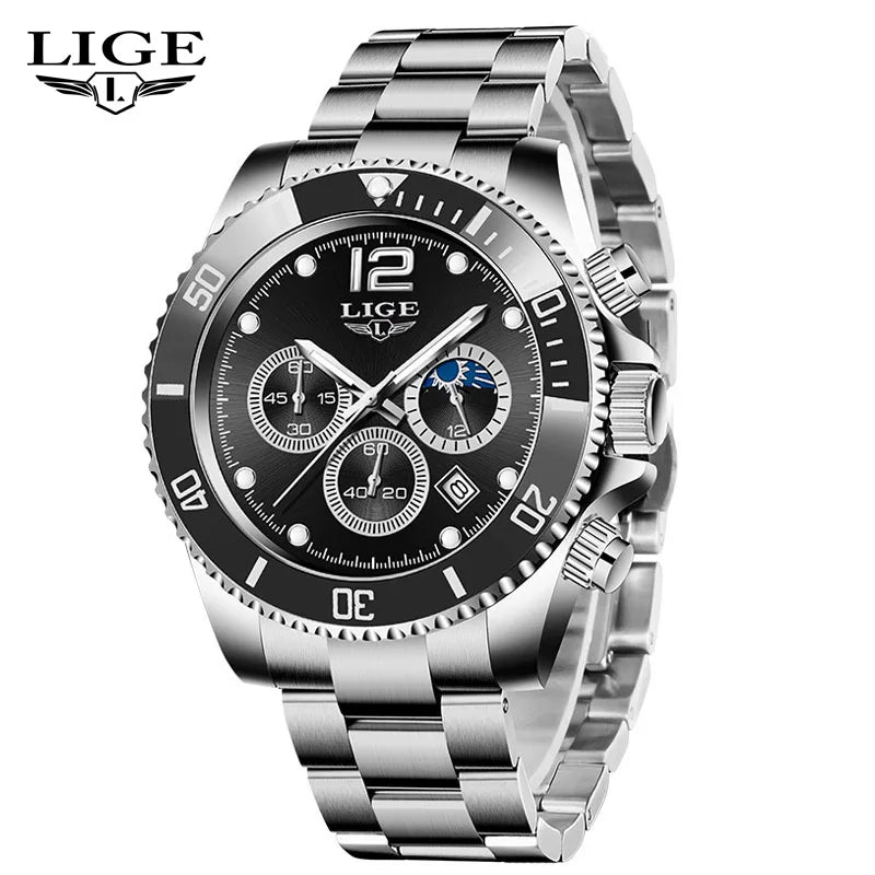 Reloj Masculino LIGE, nuevo reloj de cuarzo militar para hombre, relojes impermeables de lujo a la moda, cronógrafo con fecha de negocios para hombre