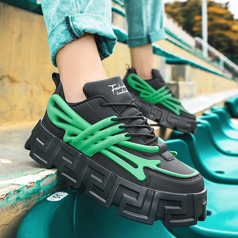 Zapatos informales para hombre, zapatos para caminar de estilo callejero, zapatillas de deporte con suela gruesa, zapatillas de baloncesto para correr, zapatillas vulcanizadas 2023 para hombre