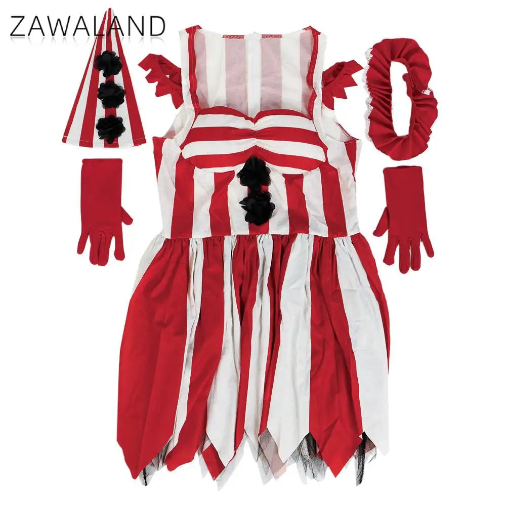 Zawaland-Disfraces de payaso para mujer, vestidos elegantes, ropa de fiesta de Purim, disfraz aterrador, traje de espectáculo de actuación