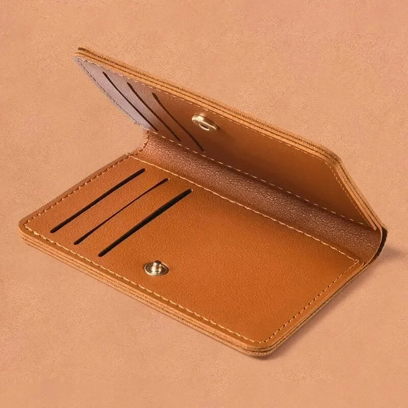 Cartera pequeña de cuero para hombre, monedero corto y sencillo para mujer, monedero ultrafino a la moda para tarjetas de crédito