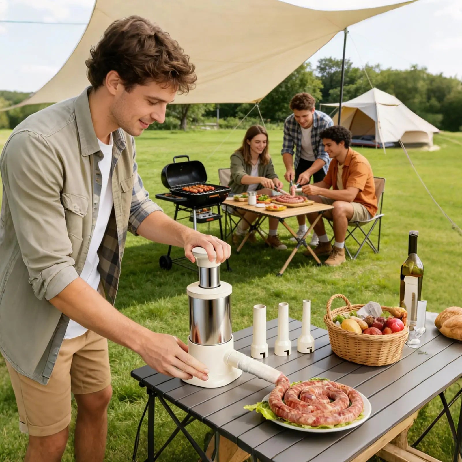 Máquina para Rellenar Salchichas con Tubos de Relleno, Rellenadora de Carne, Máquina para Hacer Salami, Herramientas de Cocina para Salchichas Caseras
