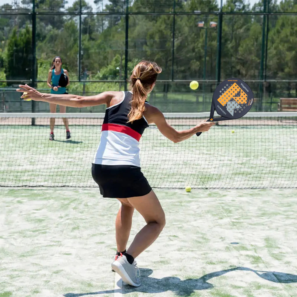 Raqueta de tenis POWKIDDY |   Raqueta de padel, hecha de material de fibra de carbono ultraligero, con fuerte elasticidad y buena calidad