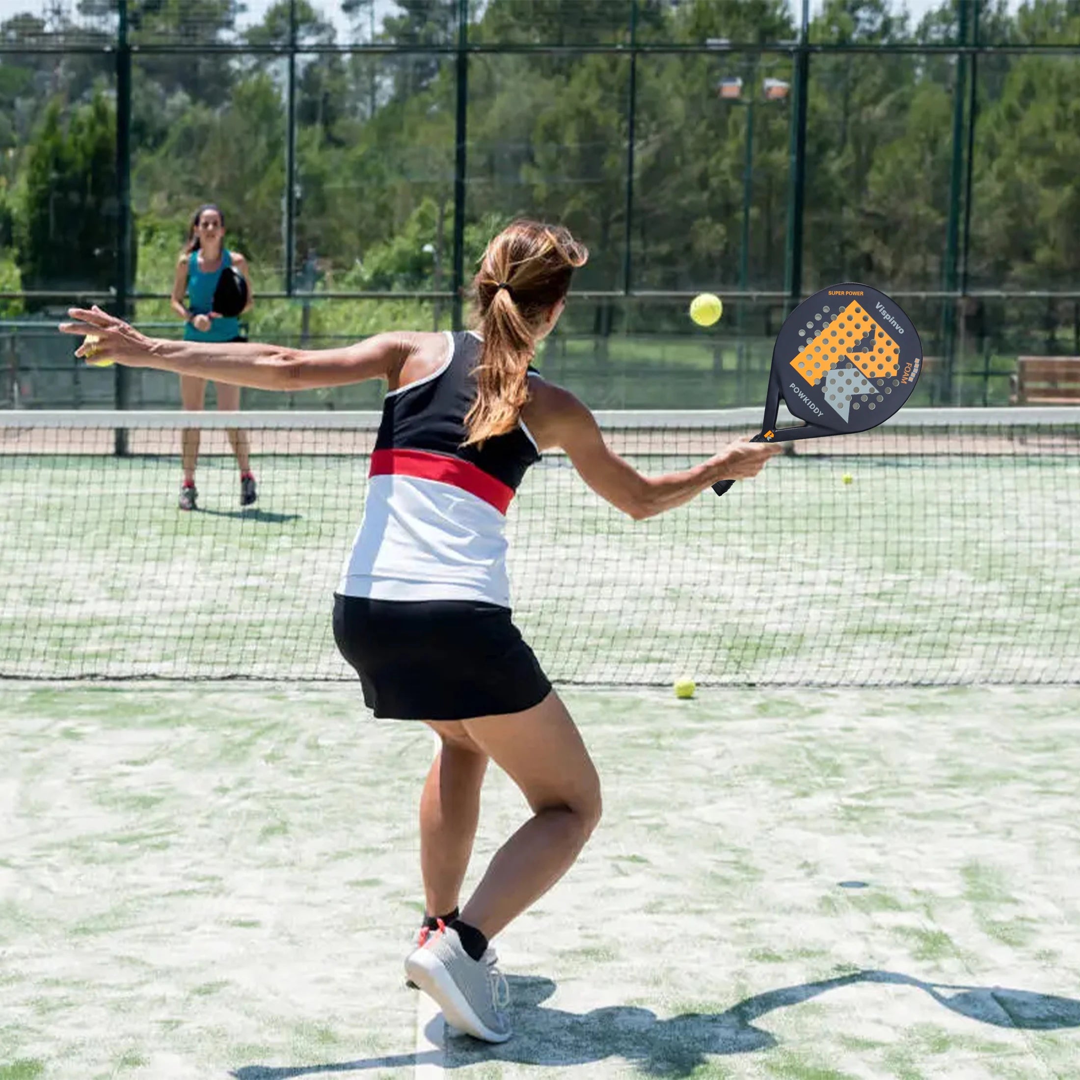 Raqueta de tenis POWKIDDY |   Raqueta de padel, hecha de material de fibra de carbono ultraligero, con fuerte elasticidad y buena calidad