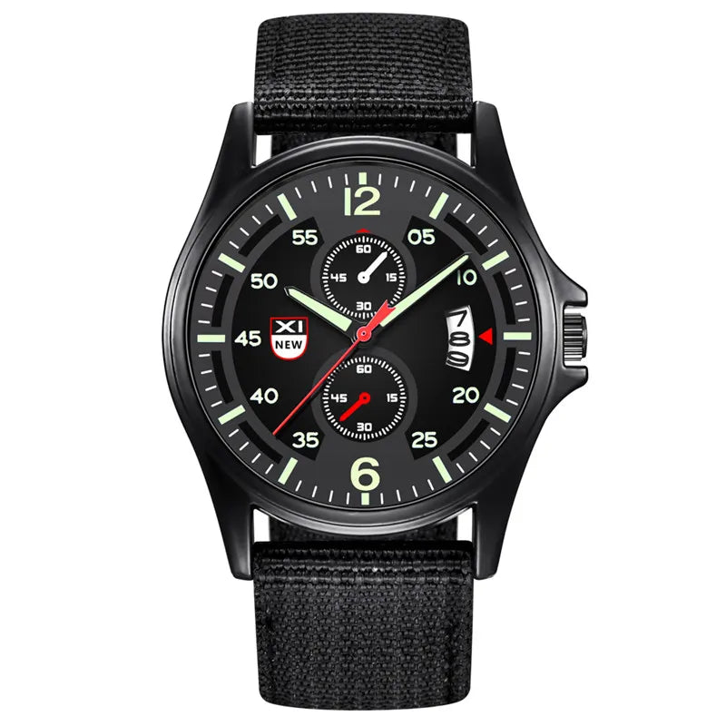 Reloj Hombre genuino marca XINEW relojes para Hombre negro estudiantes niños moda banda de nailon ejército deportes fecha Reloj Reloj Masculino