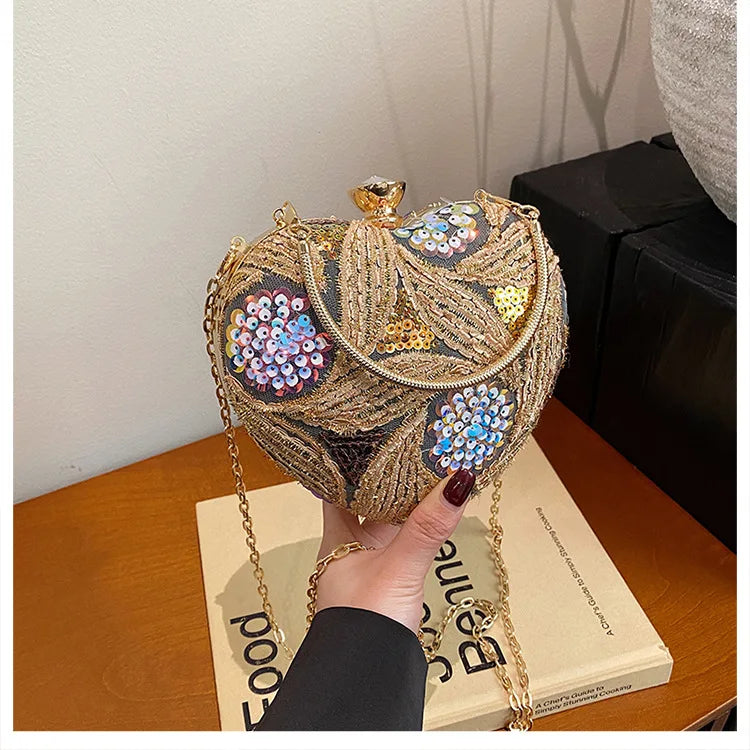 Bolso de mano para mujer 2026Nuevos bolsos de hombro con lentejuelas a la moda europea y americana, bolso de noche de mano Retro para celebridades de Internet