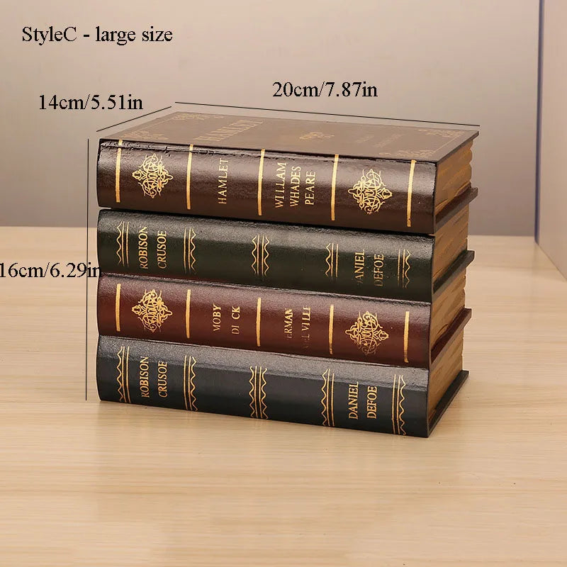 Caja de almacenamiento en forma de libro, estilo Vintage, de madera con tapa, caja de joyería decorativa apilable, organizador de adornos para el hogar y la Oficina, novedad