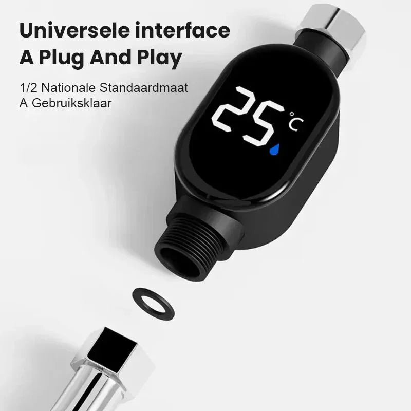 Termómetro de ducha de agua para el hogar con pantalla LED 0 ℃ ~99 ℃   Baño elegante impermeable de la medida precisa de la temperatura del agua