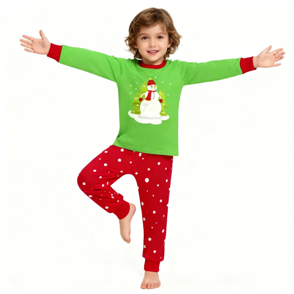 Pijamas de Navidad para niños y niñas, conjuntos de manga larga, ropa de dormir de pingüino y muñeco de nieve para bebés, Pijamas para niños con motivos de copo de nieve