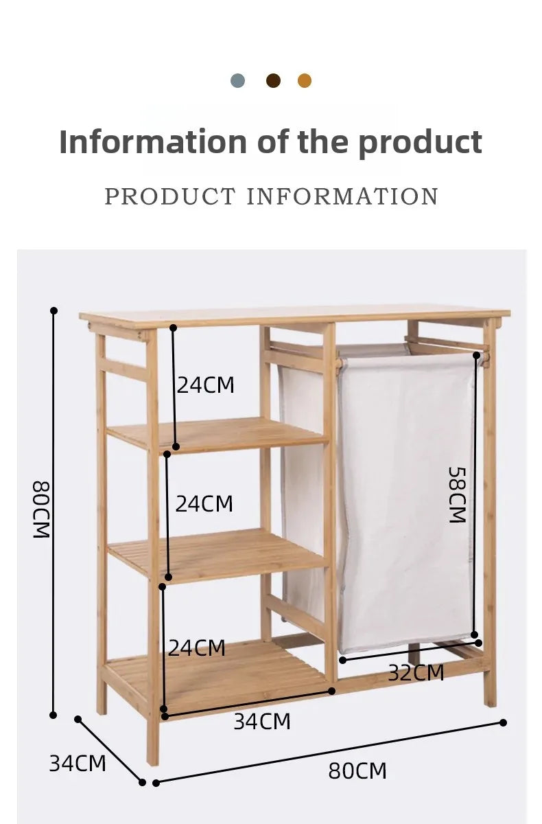 Cesta de lavandería multifuncional de tela de bambú, estante de almacenamiento ordenado para dormitorio, sala de estar, solución organizadora de baño