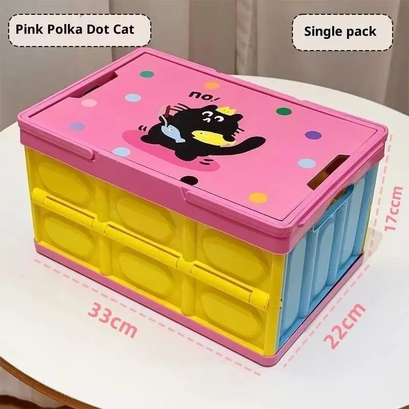 ♥ Cajas de almacenamiento plegables con estampado de dibujos animados, cajas organizadoras de juguetes plegables para niños, contenedores de almacenamiento portátiles coloridos