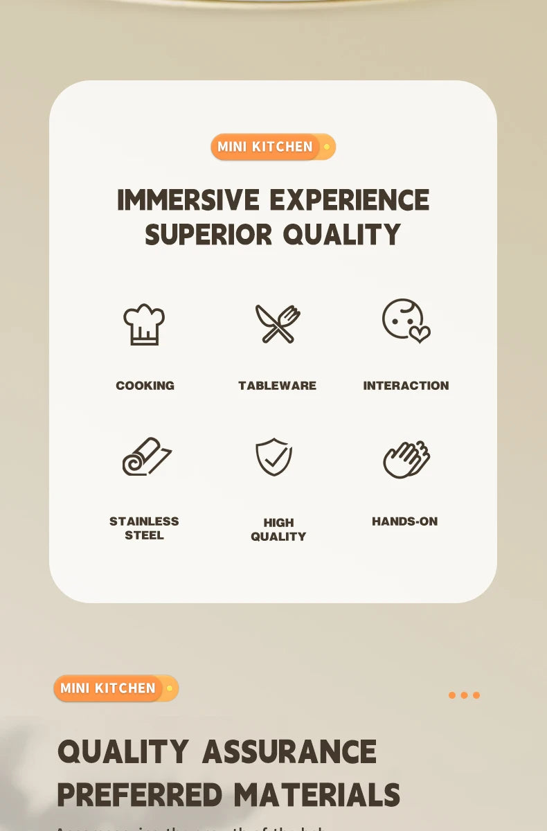 Juego de utensilios de cocina para niños, accesorios de cocina, ollas de madera y acero inoxidable con comida, regalo para niños