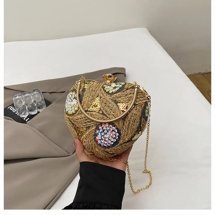 Bolso de mano para mujer 2026Nuevos bolsos de hombro con lentejuelas a la moda europea y americana, bolso de noche de mano Retro para celebridades de Internet