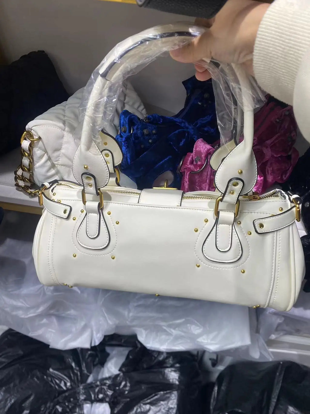 Bolso con Cabeza de Candado Retro, Bolso con Almohada con Remaches, Bolso de Chica Estilo Millennium, Bolso Cruzado para Ir al Trabajo