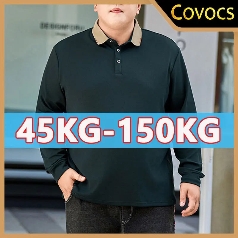 Polo de negocios de manga larga para hombre de talla grande 7XL 8XL 9XL Tops otoño transpirable Casual gimnasio trotar Golf senderismo Polo suelto