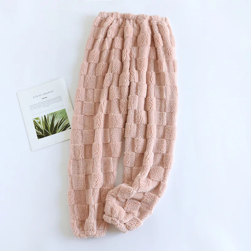 Pijamas de invierno, pantalones de Casa para mujer, pantalones elásticos, Pijamas holgados y cálidos y gruesos, pantalones, ropa de dormir estampada, ropa de dormir de otoño