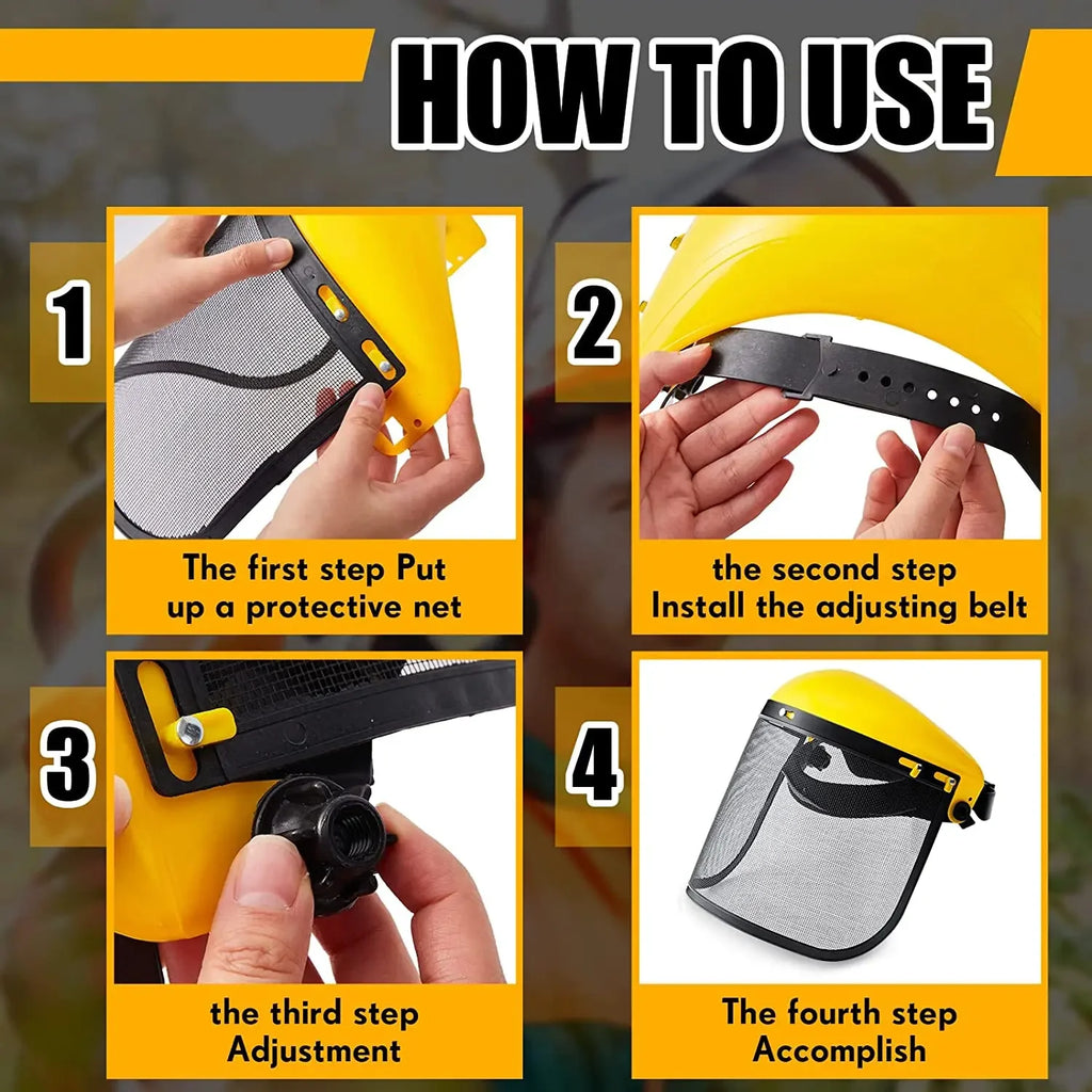 Casco de seguridad para cortadora de césped de jardín, sombrero con visera de malla de cara completa para desbrozadora de registro, protección forestal, alta calidad