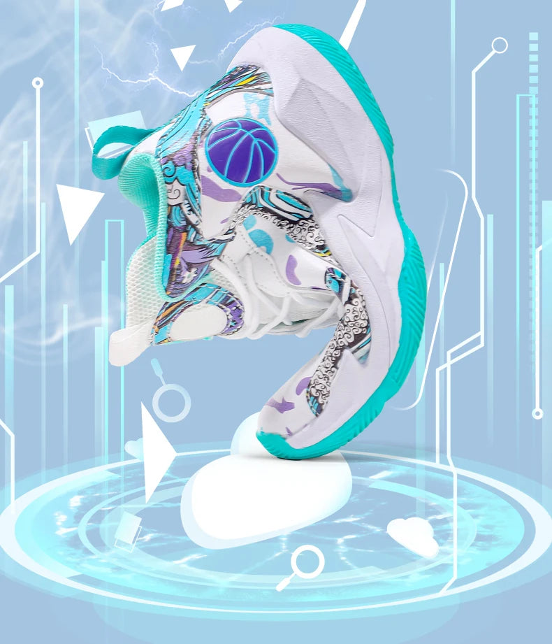 Zapatillas de baloncesto de moda para niños, zapatillas altas, zapatillas deportivas informales para niños, zapatillas de gimnasio antideslizantes con protección en el tobillo para niños