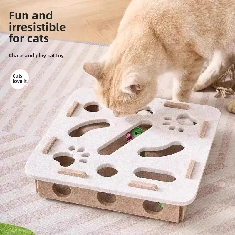 Juguete rompecabezas para gatos, caja de rompecabezas de fieltro, juguete de ejercicio para gatos con pelota, entretenimiento deportivo de interior, caza, juguetes para gatos de interior