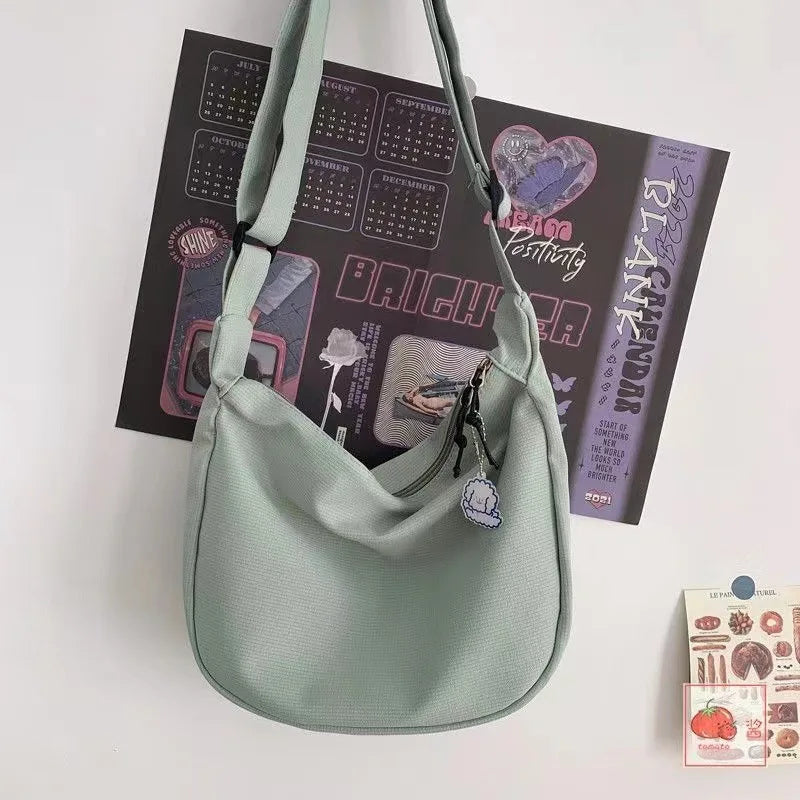 Bolso de hombro sólido Harajuku para mujer, bolsos multifunción simples que combinan con todo, bolsos cruzados de gran capacidad, monedero para adolescentes