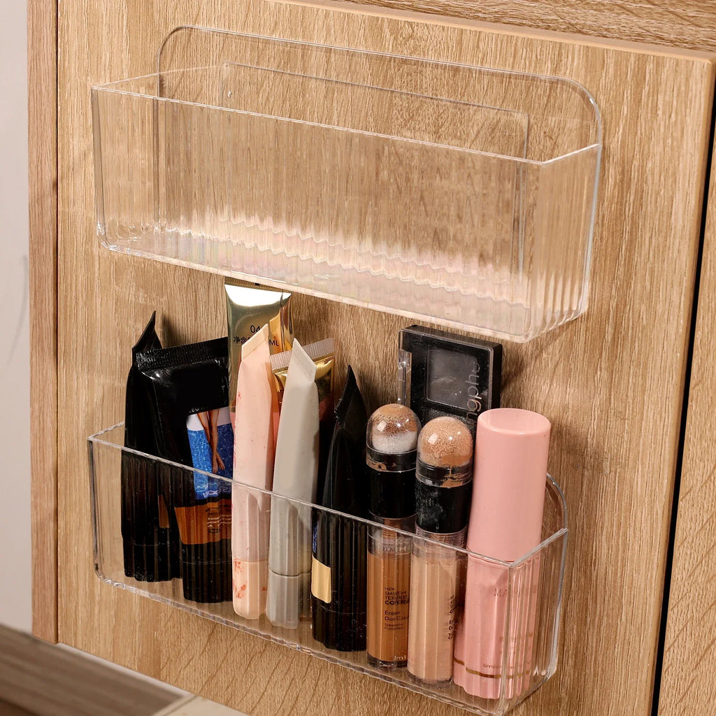 Gabinete caja de almacenamiento de cosméticos estante de almacenamiento montado en la pared lápiz labial joyería estante de almacenamiento soporte de maquillaje estuche organizador de baño