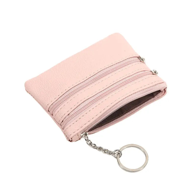 Monedero de cuero PU a la moda, cartera pequeña para mujer, monederos de cambio, Mini bolsas de dinero con cremallera, billeteras de bolsillo para niños, llavero