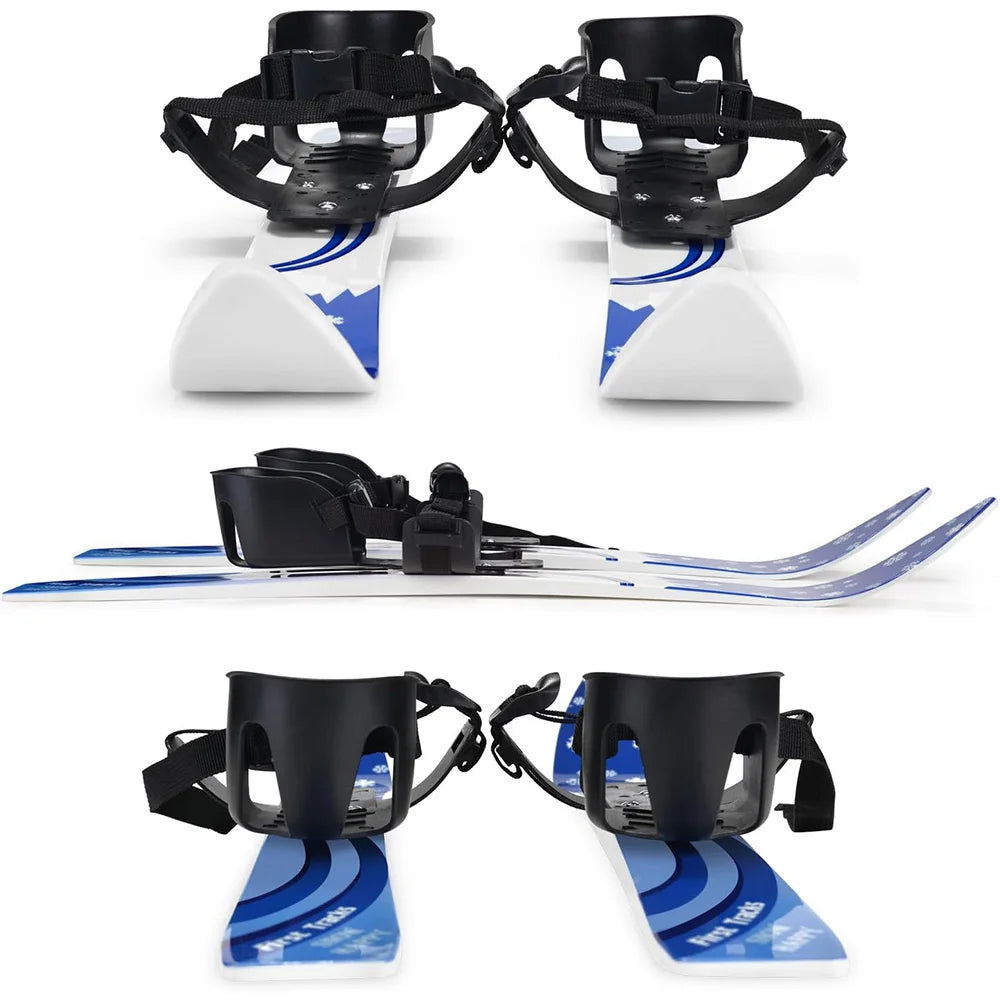 Esquís y postes de nieve para principiantes con fijaciones, tablas de esquí de baja resistencia para niños de 2 a 8 años, resistentes y seguros, equipo de esquí