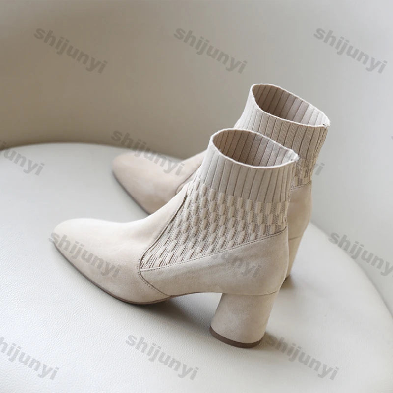 Zapatos De plataforma sin cordones para Mujer, botas informales ligeras con tacón De tobillo, invierno, 2025