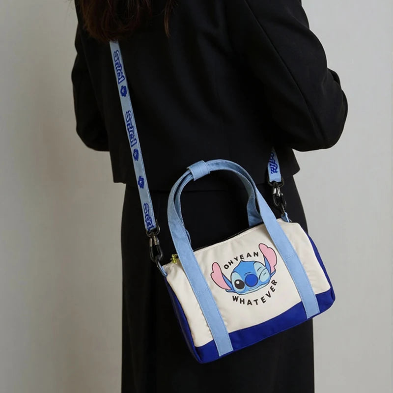 Bolso de hombro de lona de punto para mujer, bolso cruzado informal con oso de fresa de dibujos animados, desplazamientos diarios