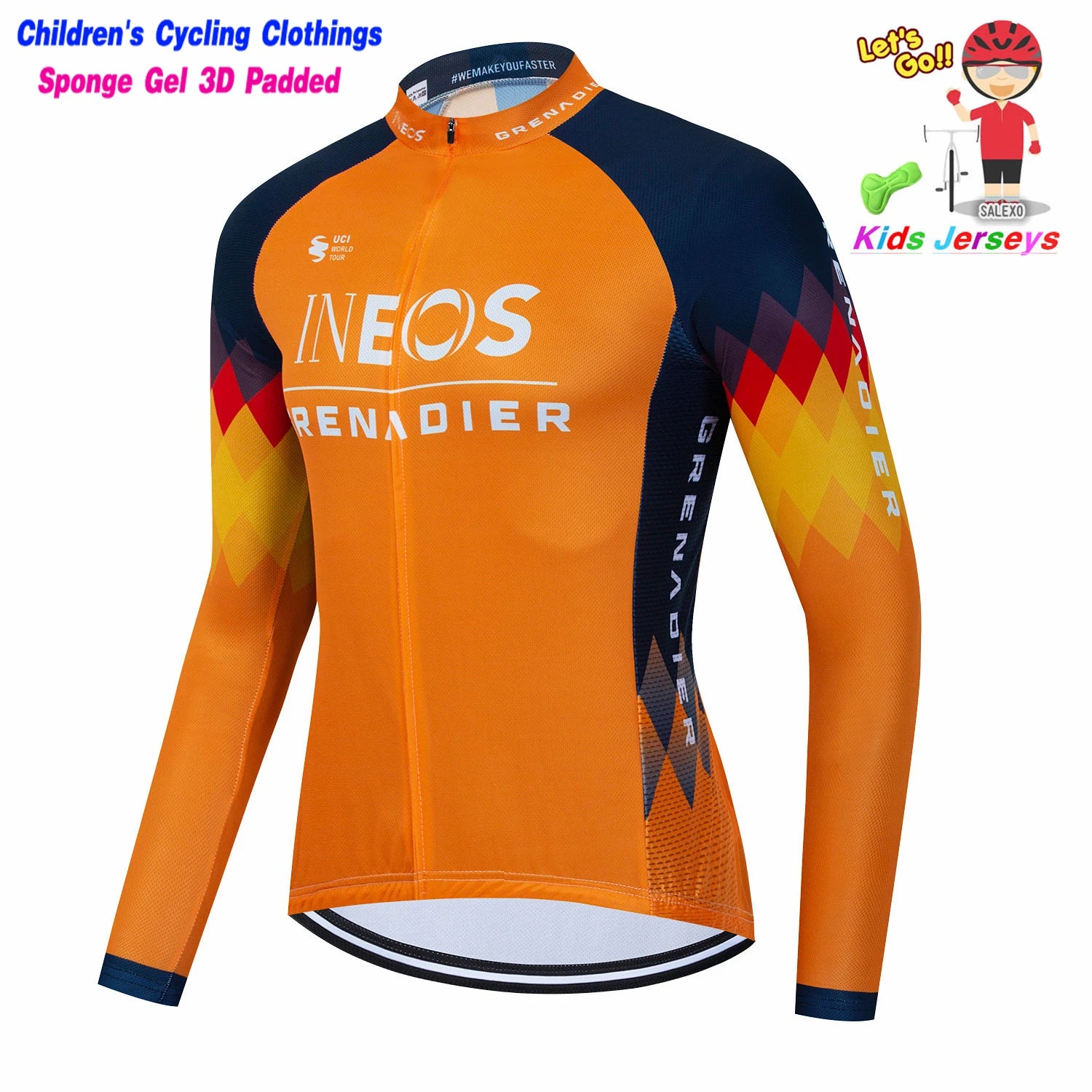 INEOS-Conjunto de Ropa de Ciclismo para niños y niñas, jersey de manga larga para primavera y otoño, 2023