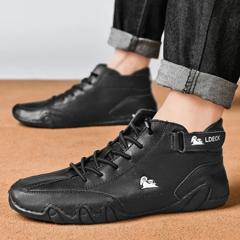 Zapatillas de deporte para hombre, zapatos informales vulcanizados de cuero Pu con cordones, ligeros, a la moda, romanas, tenis, novedad, 2023