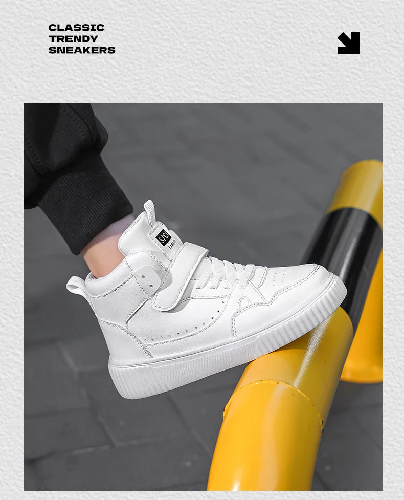 Zapatillas Deportivas para Niños, Zapatillas de Baloncesto de Caña Alta Casuales para Niños y Niñas, Zapatillas de Piel Sintética, Nuevas Zapatillas Deportivas de Moda 2026