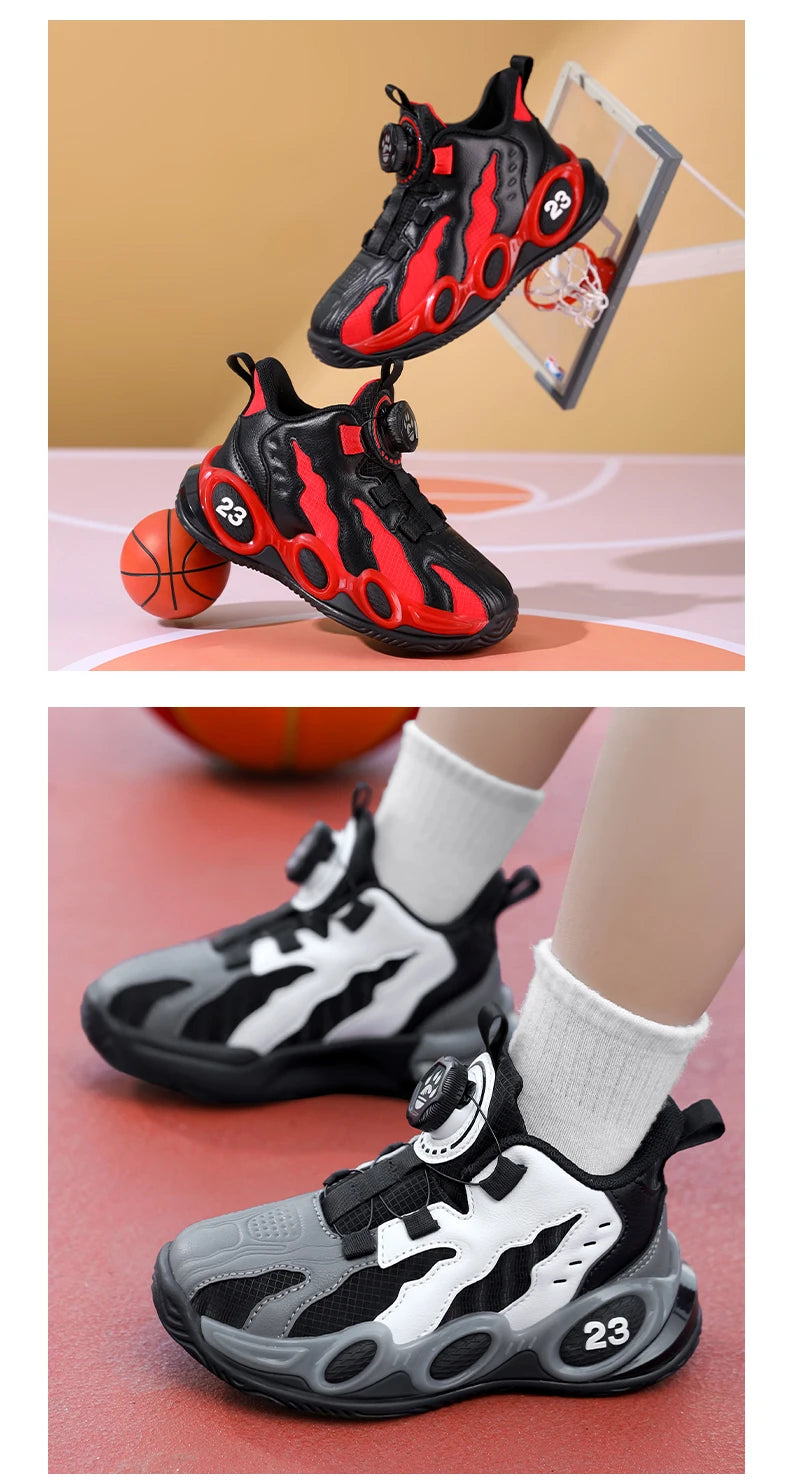Zapatillas de baloncesto de moda para niños, zapatos deportivos de cuero PU de alta calidad, zapatos casuales para niños y niñas, cómodas zapatillas de gimnasio nuevas