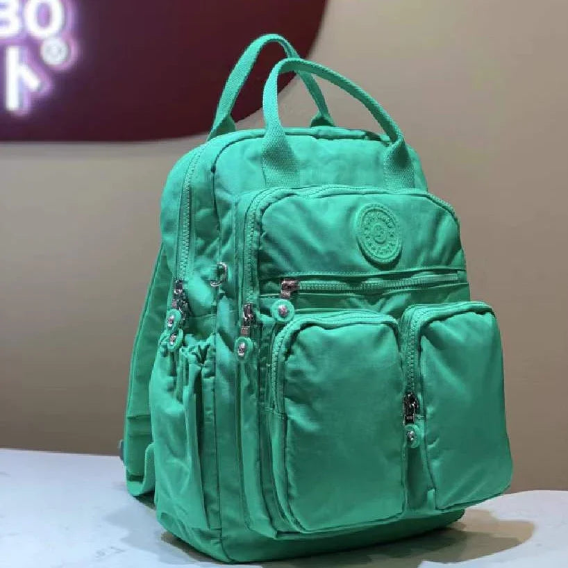 Mochila de moda para mujer, impermeable, de nailon, con mango suave, sólido, multibolsillo, con cremallera de viaje, mochilas escolares femeninas, mochila para ordenador portátil