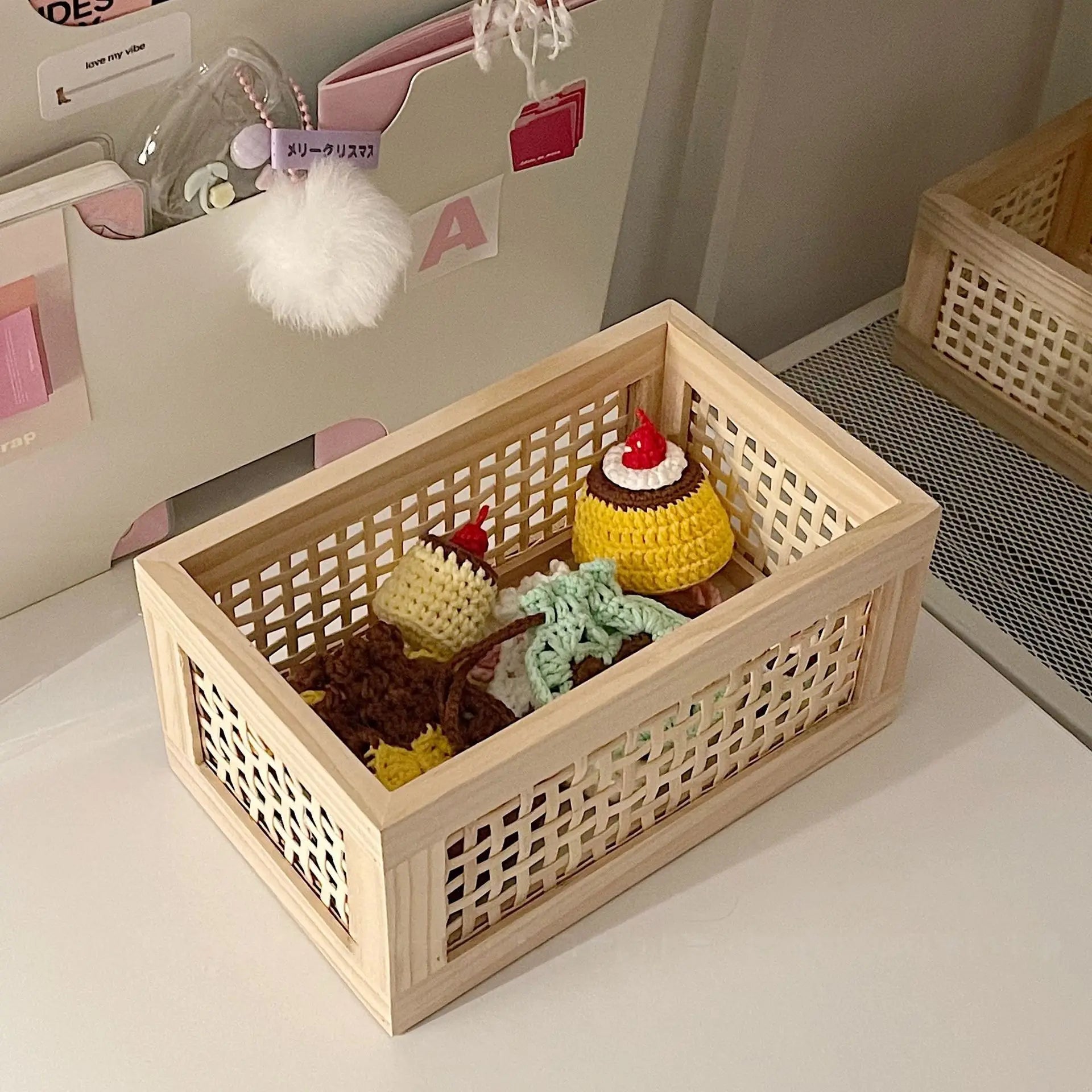 Caja de almacenamiento organizadora de ratán Retro, estilo japonés INS, cosméticos de escritorio, aperitivos, varios, tienda tejida de bambú Vintage