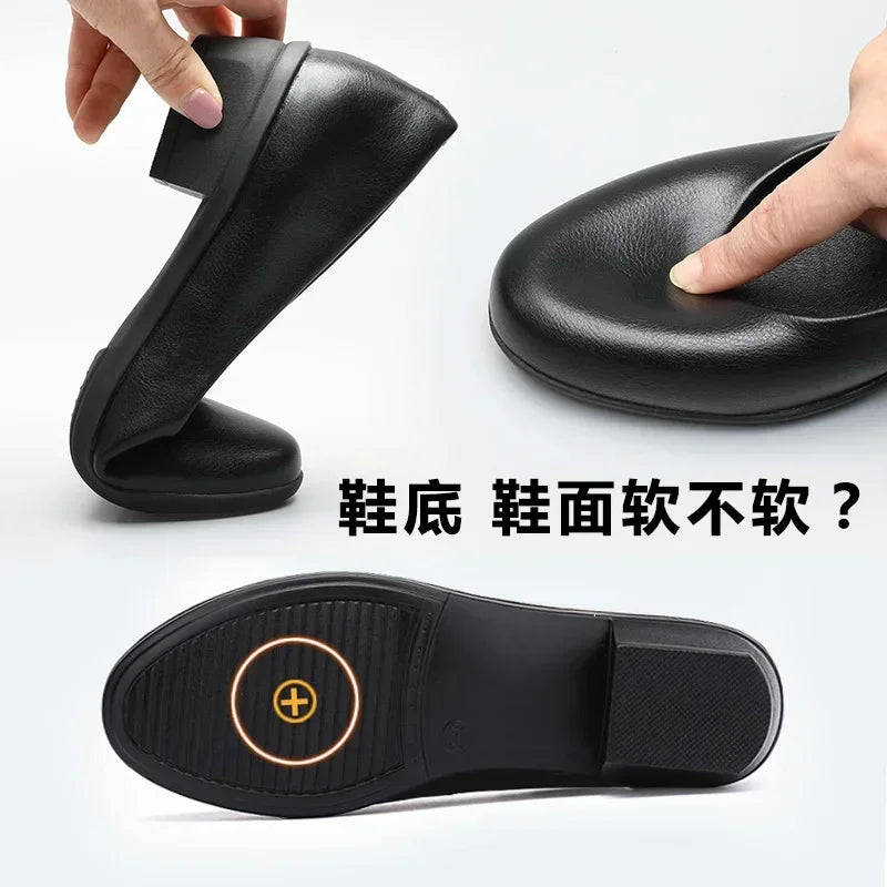 Zapatos De Mujer De suela blanda a la moda, Zapatos De trabajo cómodos para el trabajo, Zapatos De tacón grueso para Mujer, Zapatos antideslizantes De Mujer