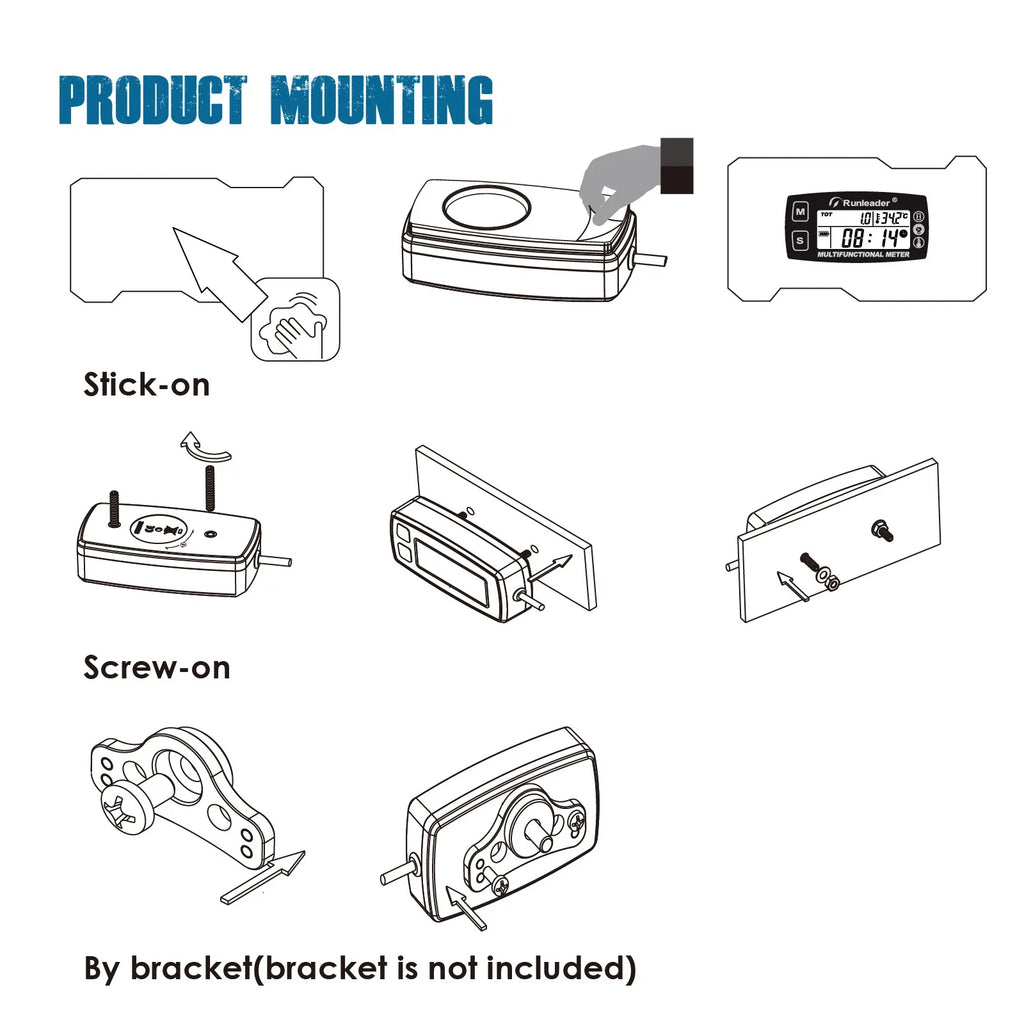 Medidor de temperatura Digital RPM para motor de Gas, moto, Jet Ski, Buggy, SnowblowTractor, Pit Bike, Paramotor