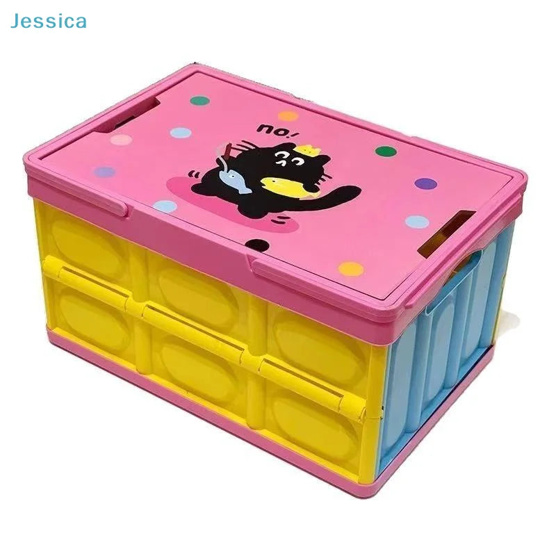 ♥ Cajas de almacenamiento plegables con estampado de dibujos animados, cajas organizadoras de juguetes plegables para niños, contenedores de almacenamiento portátiles coloridos