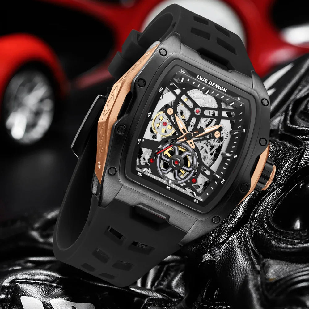 Reloj LIGE 2026 Nuevo de Lujo para Hombre, Deportivo, Automático, Mecánico, con Correa, Reloj de Pulsera Masculino