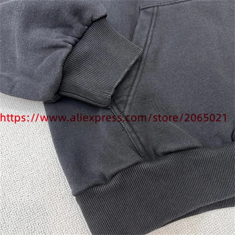 Sudadera con capucha con bordado de Sol para hombre y mujer, Jersey lavado de gran tamaño, de alta calidad