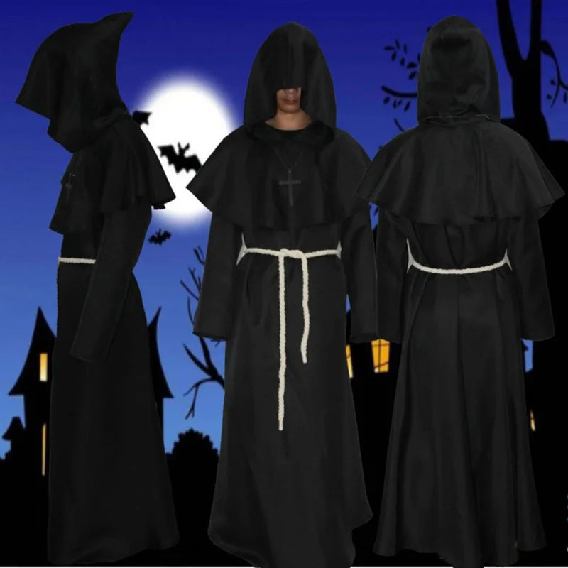 Disfraces antiguos de monje medieval para Halloween túnicas de monje disfraces de mago disfraces de sacerdote Máscara