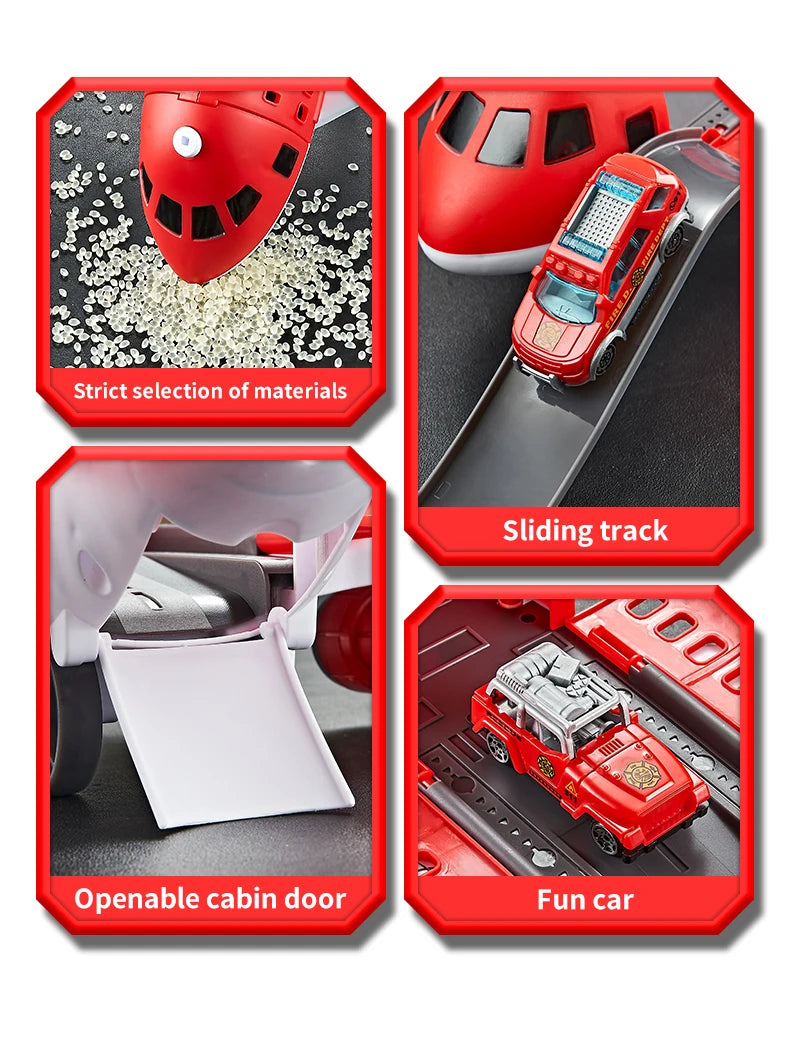 Modelo de avión para niños, juguetes, modelo inercial, aviones de simulación, juguetes multifuncionales, 3 coches aleatorios, 1 helicóptero, 6 señales de tráfico