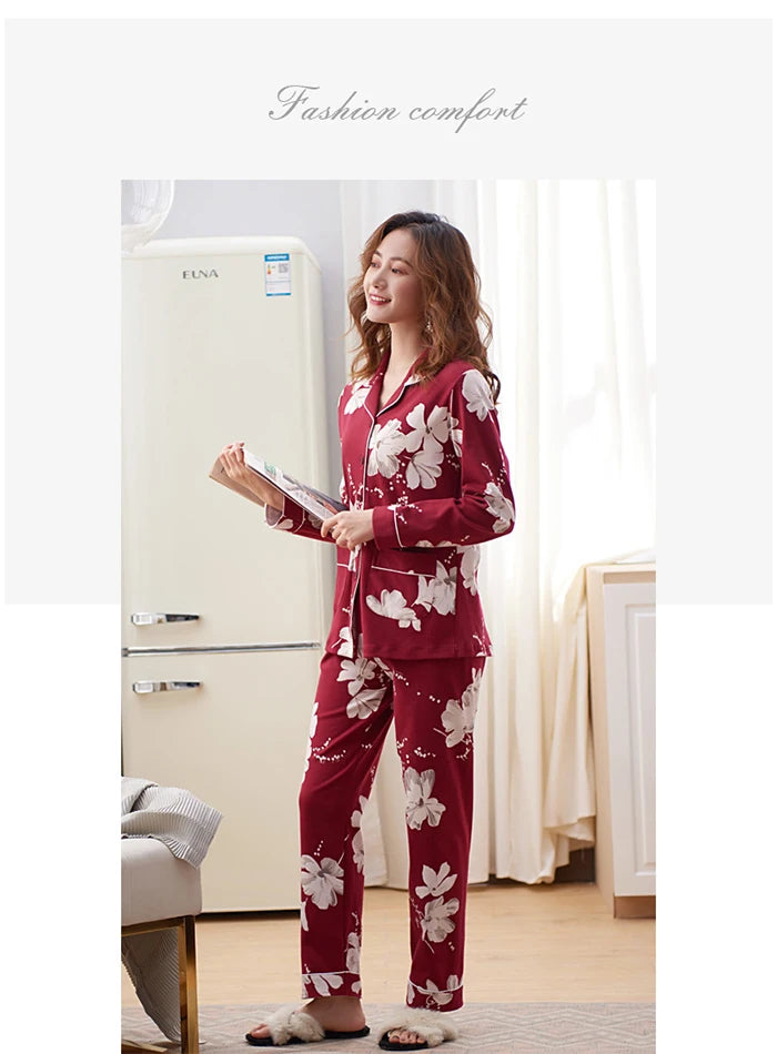 Pijama 100% de algodón para mujer, Pijamas rosas sólidos de invierno, ropa de dormir cálida femenina, pijama blanco PJ 2024 de moda de algodón puro para mujer