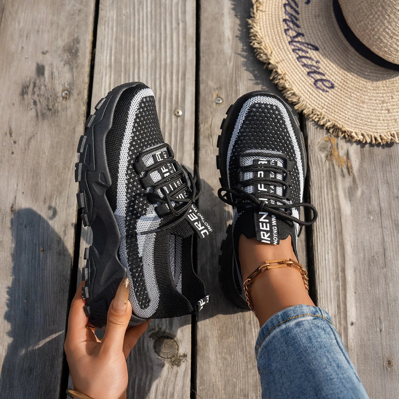 Zapatos De Mujer verano 2025 nuevas cuatro estaciones versátiles finos Zapatos informales transpirables grandes zapatillas De deporte De moda Mujer Zapatos De Mujer