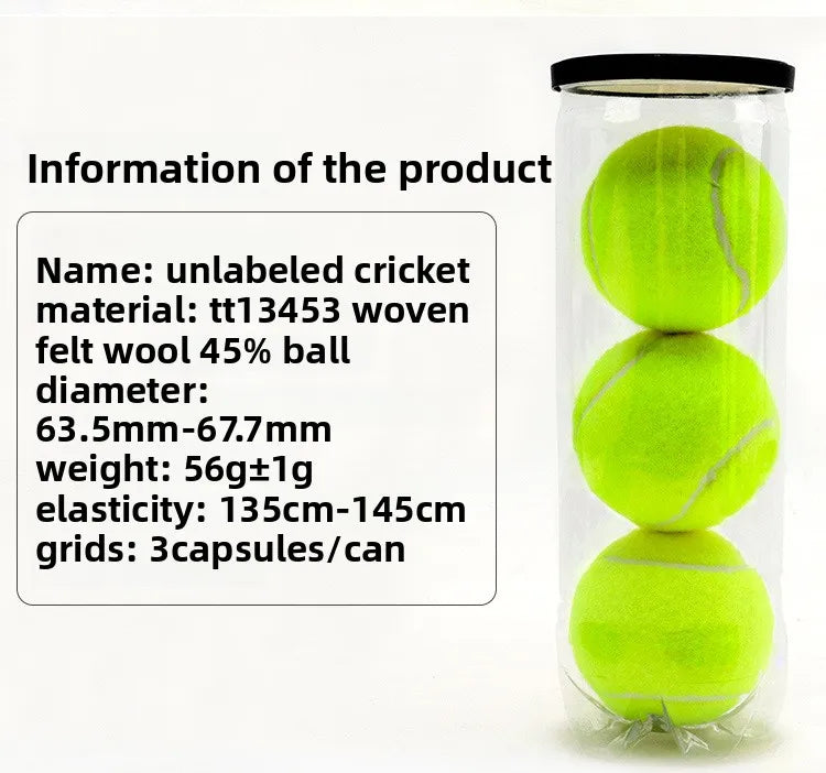 Paquete de 3 pelotas de tenis de críquet, pelotas de padel de alta elasticidad con 45% lana, estilo jaula duradera para entrenamiento y entretenimiento