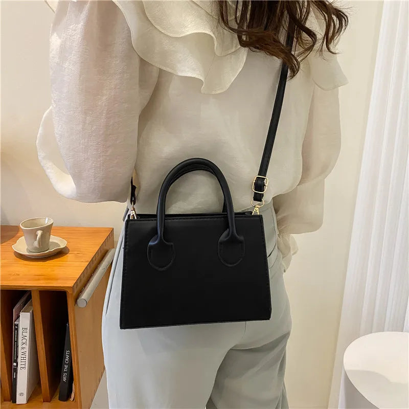 Elegante bolso negro con asas dobles, bolso cruzado elegante, bolso pequeño retro y elegante para mujeres y niñas, uso diario, trabajo, fiesta