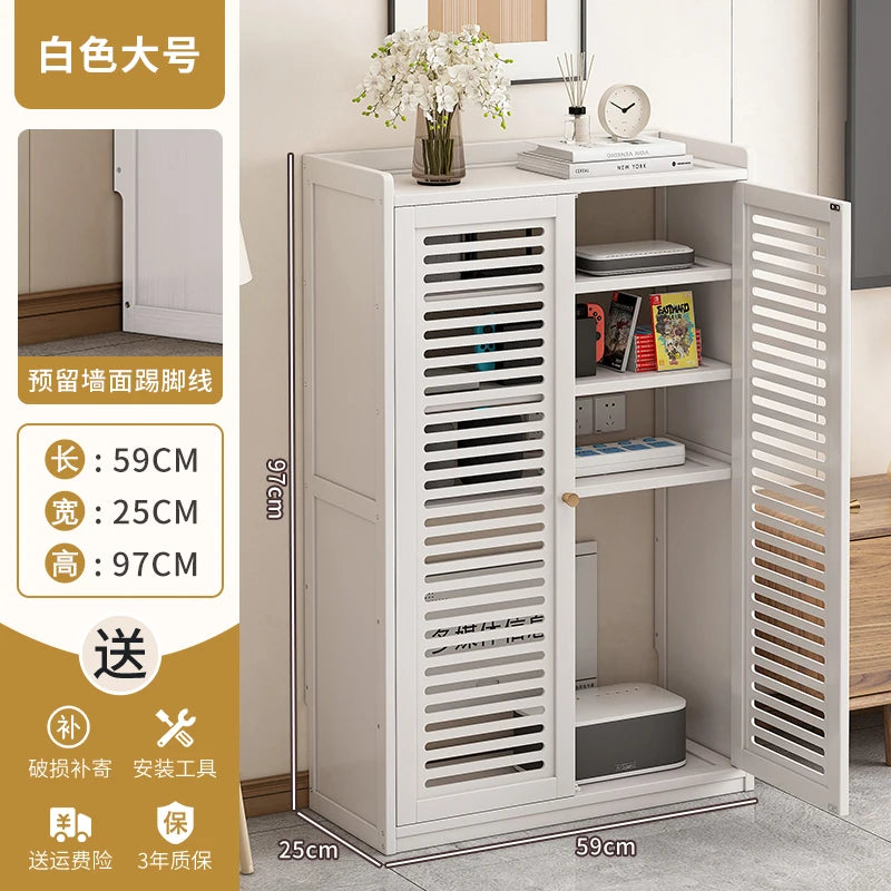 Caja de almacenamiento de enrutador de madera maciza, organizador de gabinete Multimedia, estante multimedia a prueba de polvo, estante de módem WiFi para configuración de electrónica del hogar