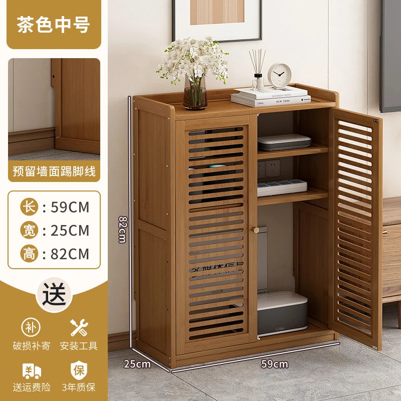 Caja de almacenamiento de enrutador de madera maciza, organizador de gabinete Multimedia, estante multimedia a prueba de polvo, estante de módem WiFi para configuración de electrónica del hogar