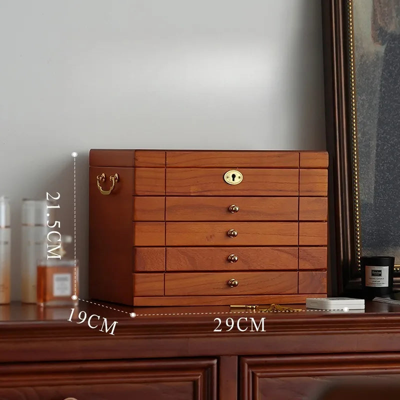 Caja de almacenamiento de joyería de madera de nogal, cajas de mano para pulseras y pendientes, estuche de exposición para collares, organizador grande, Estuches para joyería