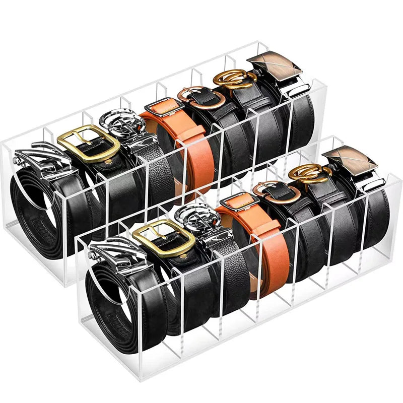 Cajas organizadoras de cinturón de rejilla 3/5/7, soporte de almacenamiento de cinturón acrílico para armario, vitrina para corbata, pajarita, estante de almacenamiento y exhibición para cinturón