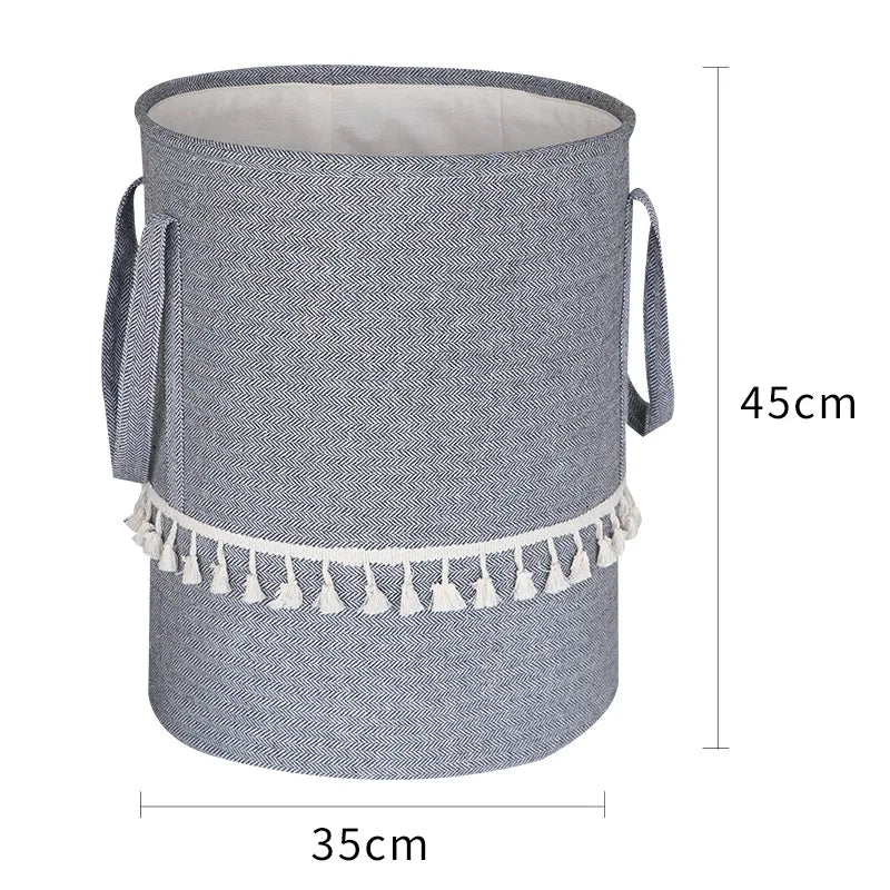 Cesta de almacenamiento de tela de yute trenzada plegable de lino y algodón para el hogar, ropa sucia, juguetes para niños y organizador de artículos diversos